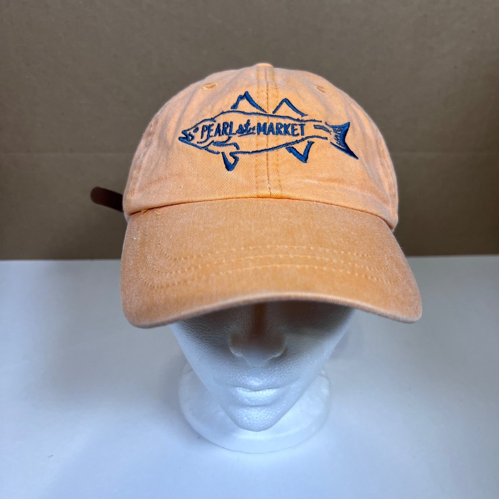 Pearl St Market Fish Hat Orange Cotton Leather Strapback Cap Grunge‎ Outdoor